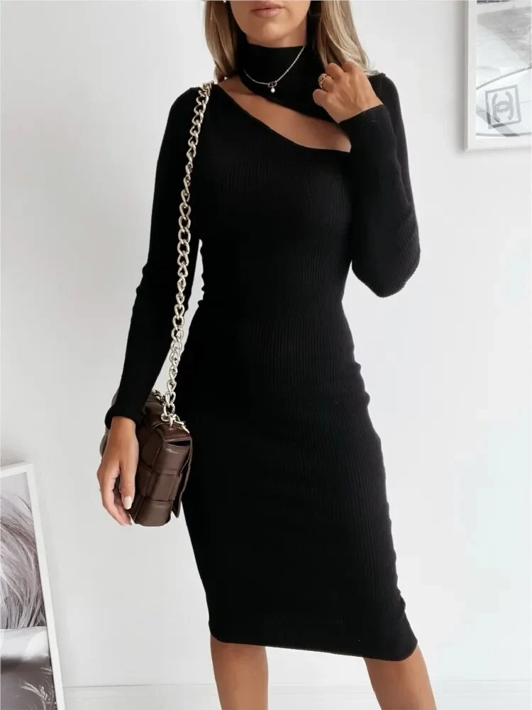 Damen Wollkleid Stiefelkleid Herbstkleid Winterkleid Strickkleid Longpullover