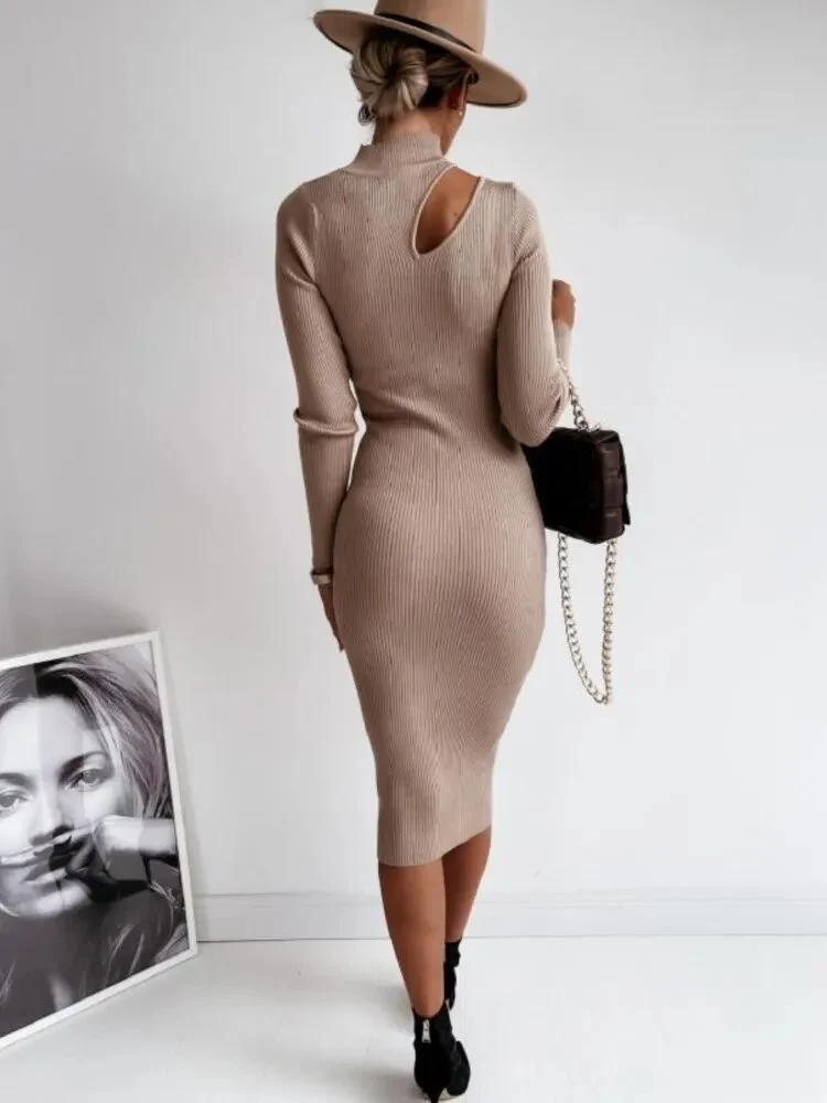 Damen Wollkleid Stiefelkleid Herbstkleid Winterkleid Strickkleid Longpullover