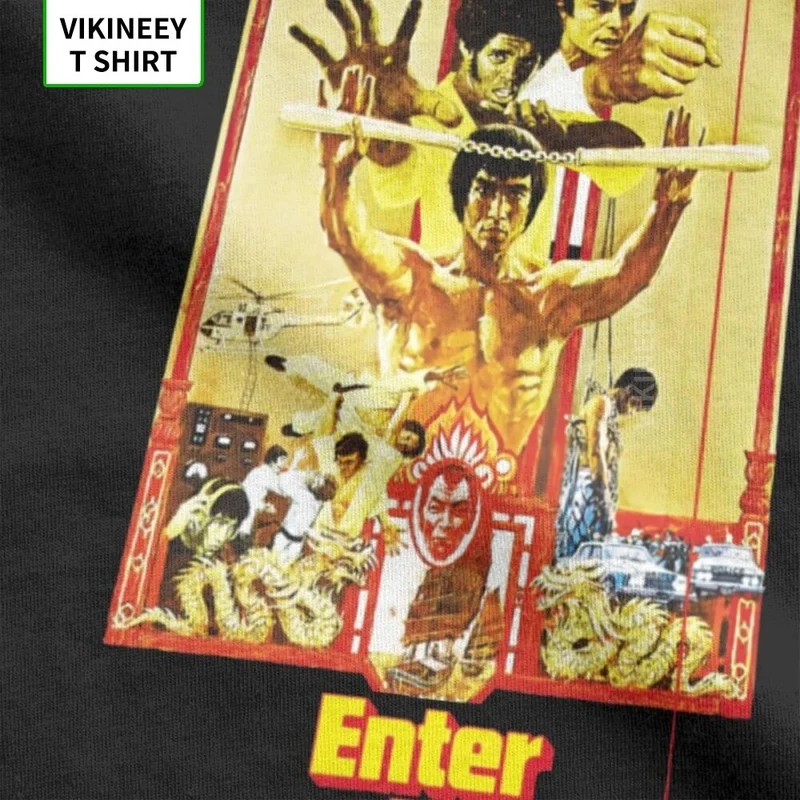 Herren Fashion Vintage 3D T-Shirt Rundhals Kung Fu Star Unisex Sommer Streetwear