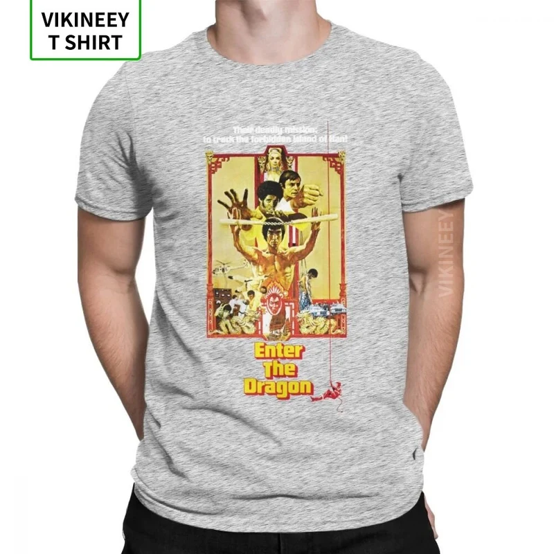 Herren Fashion Vintage 3D T-Shirt Rundhals Kung Fu Star Unisex Sommer Streetwear