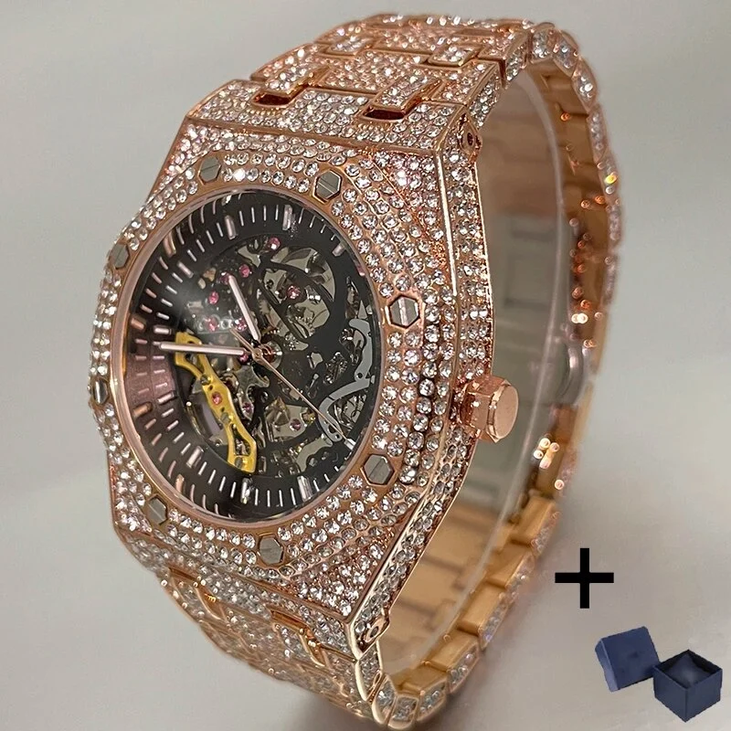 Herren Armbanduhr Silber Schwarz Edelstahl Automatik Luxus Chronograph Business