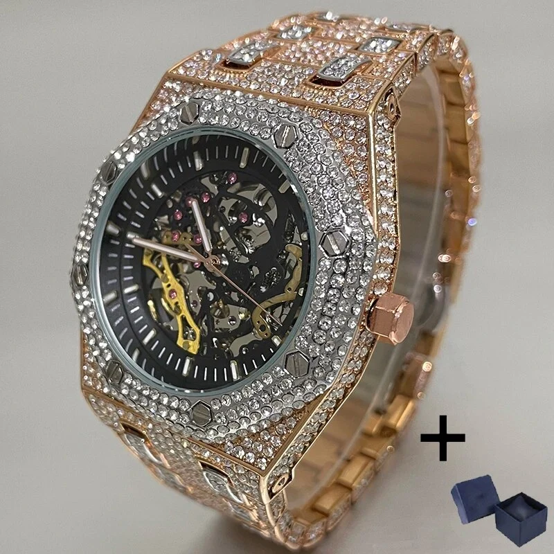 Herren Armbanduhr Silber Schwarz Edelstahl Automatik Luxus Chronograph Business