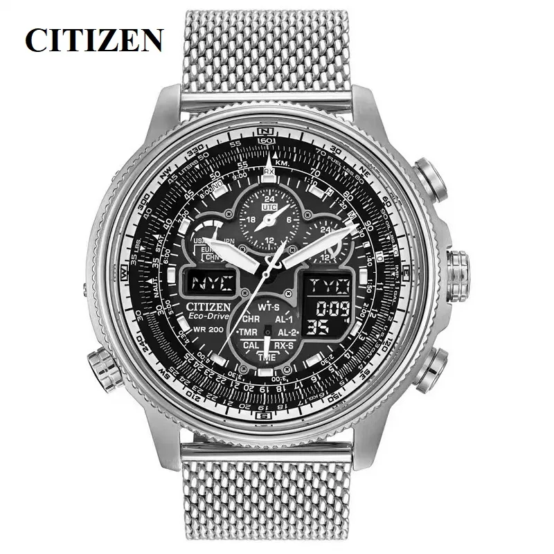 Herren Armbanduhr Silber Schwarz Edelstahl Quarzuhr Luxus Chronograph Business
