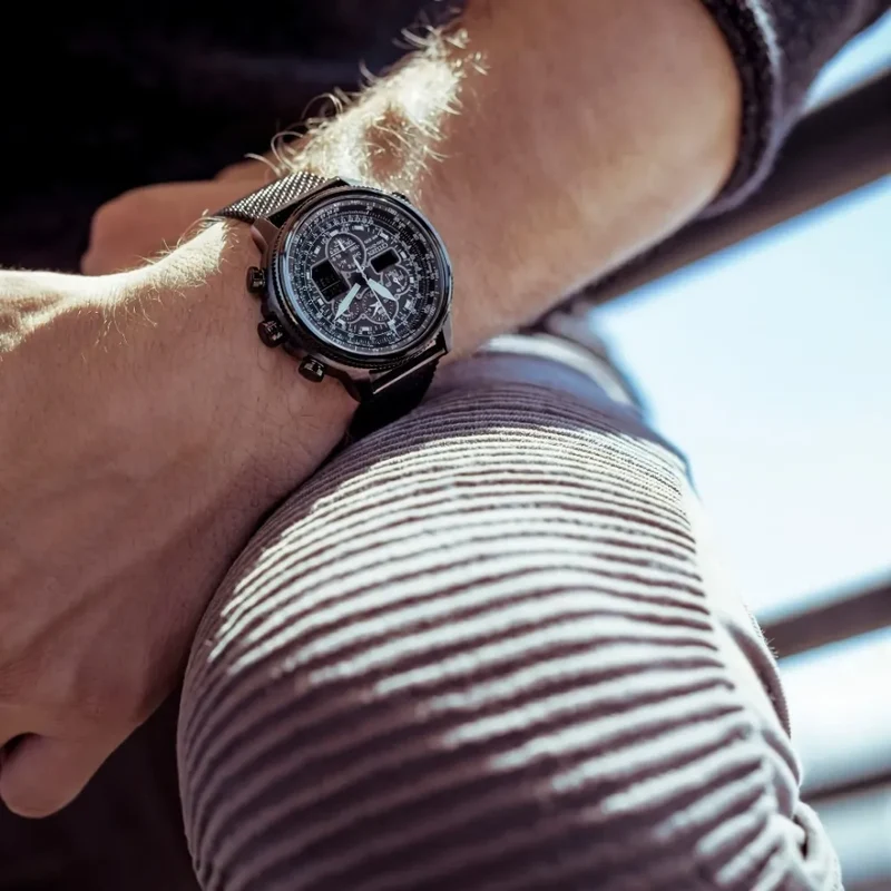 Herren Armbanduhr Silber Schwarz Edelstahl Quarzuhr Luxus Chronograph Business