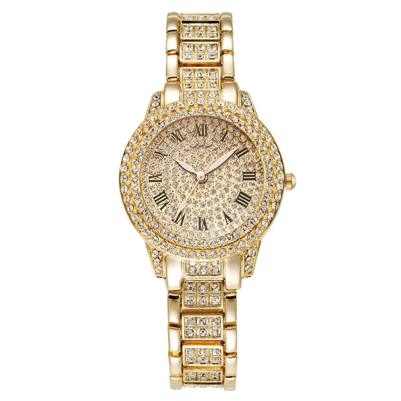 Damen Armband Uhren Set Strass Luxus Quarz Silber Gold Business Armbanduhr