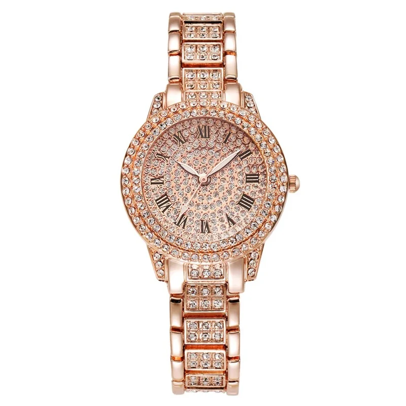 Damen Armband Uhren Set Strass Luxus Quarz Silber Gold Business Armbanduhr