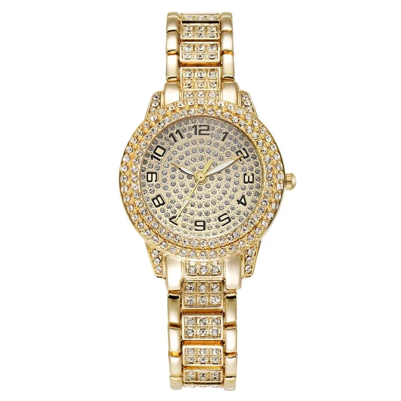 Damen Armband Uhren Set Strass Luxus Quarz Silber Gold Business Armbanduhr