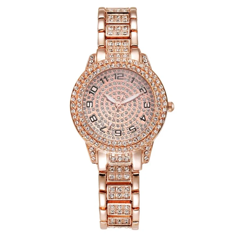 Damen Armband Uhren Set Strass Luxus Quarz Silber Gold Business Armbanduhr