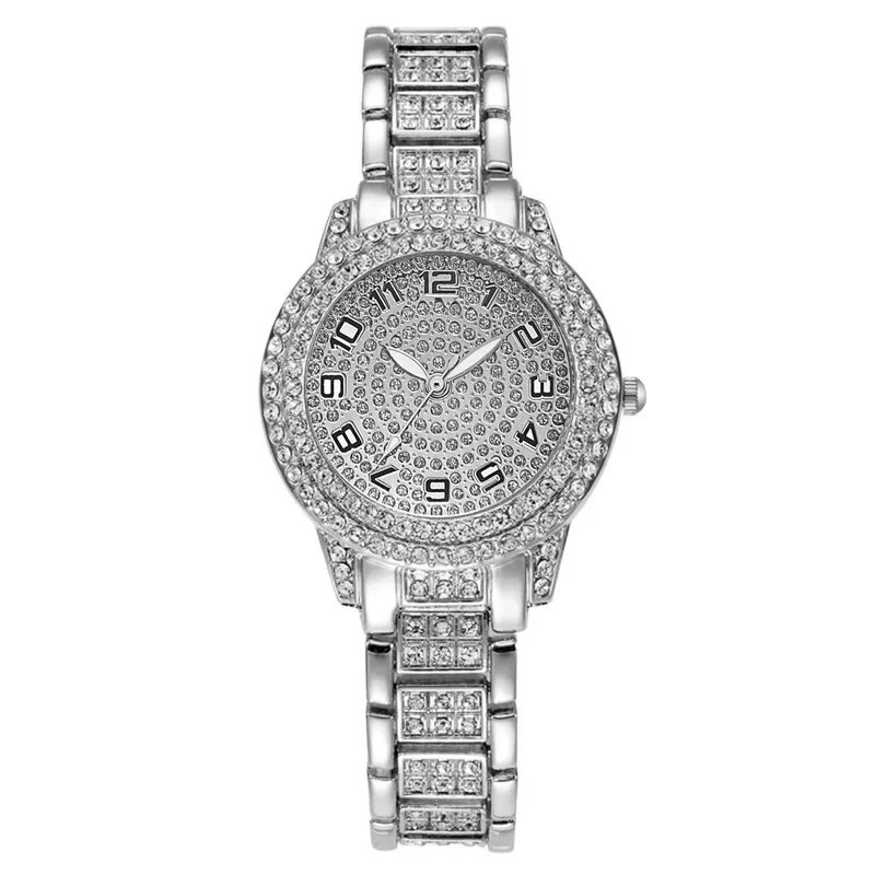 Damen Armband Uhren Set Strass Luxus Quarz Silber Gold Business Armbanduhr