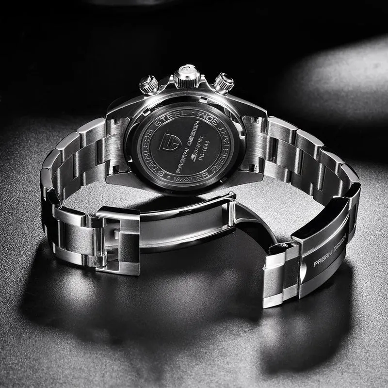 Herren Armbanduhr Silber Gold Edelstahl Fashion Quarz Uhr Chronograph Business