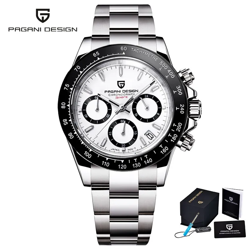 Herren Armbanduhr Silber Gold Edelstahl Fashion Quarz Uhr Chronograph Business
