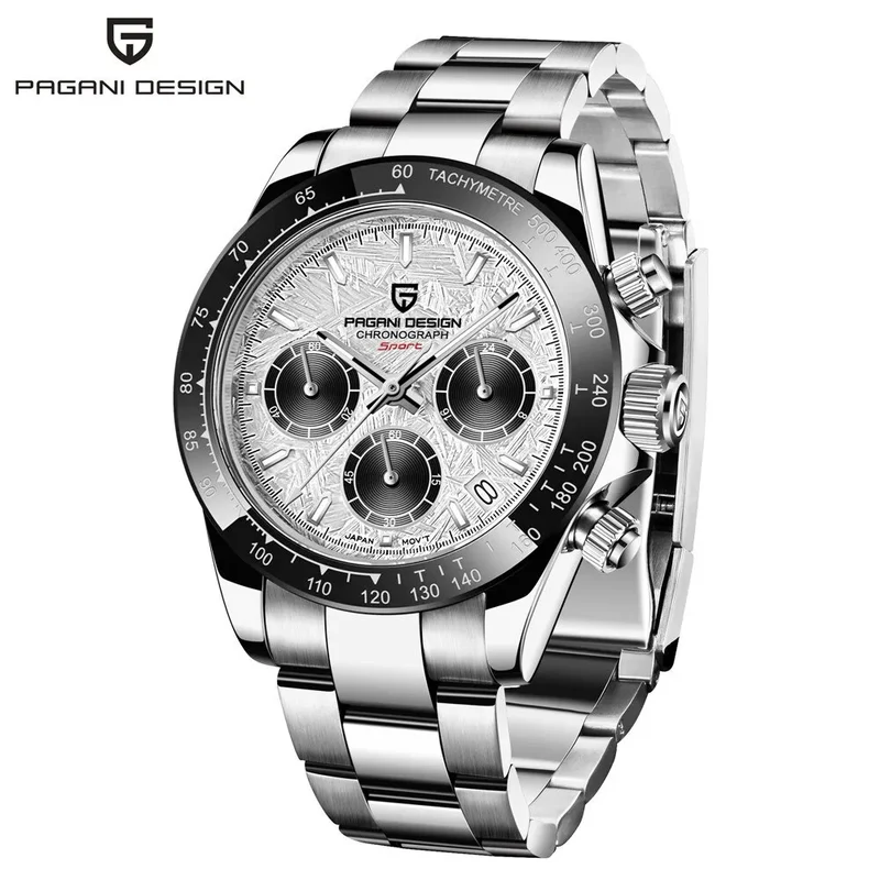 Herren Armbanduhr Silber Gold Edelstahl Fashion Quarz Uhr Chronograph Business