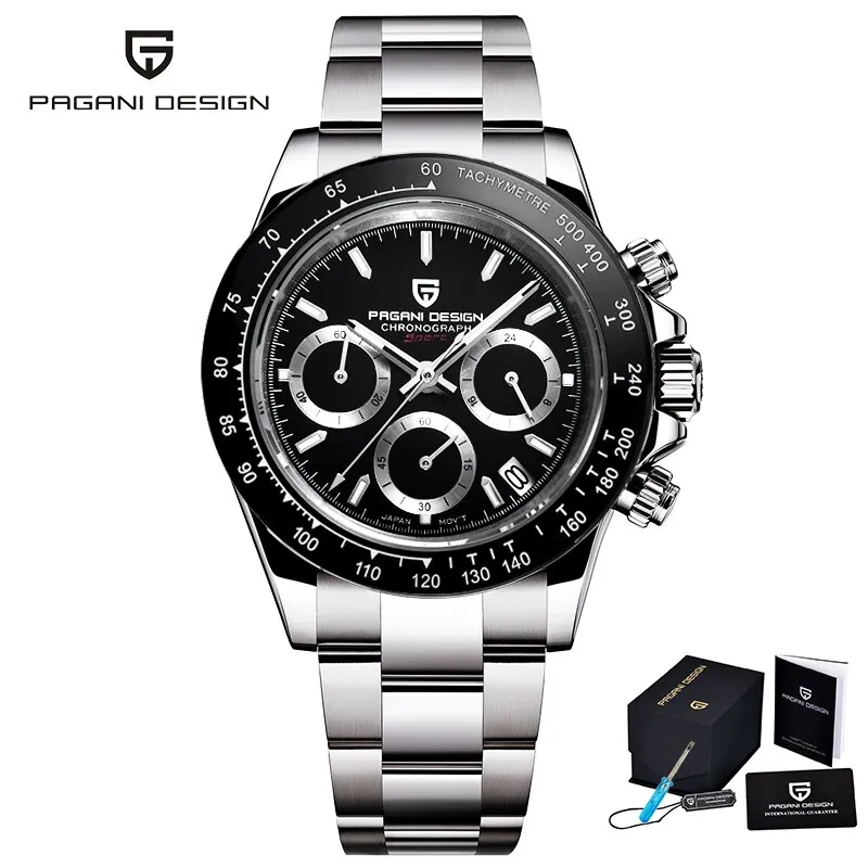 Herren Armbanduhr Silber Gold Edelstahl Fashion Quarz Uhr Chronograph Business