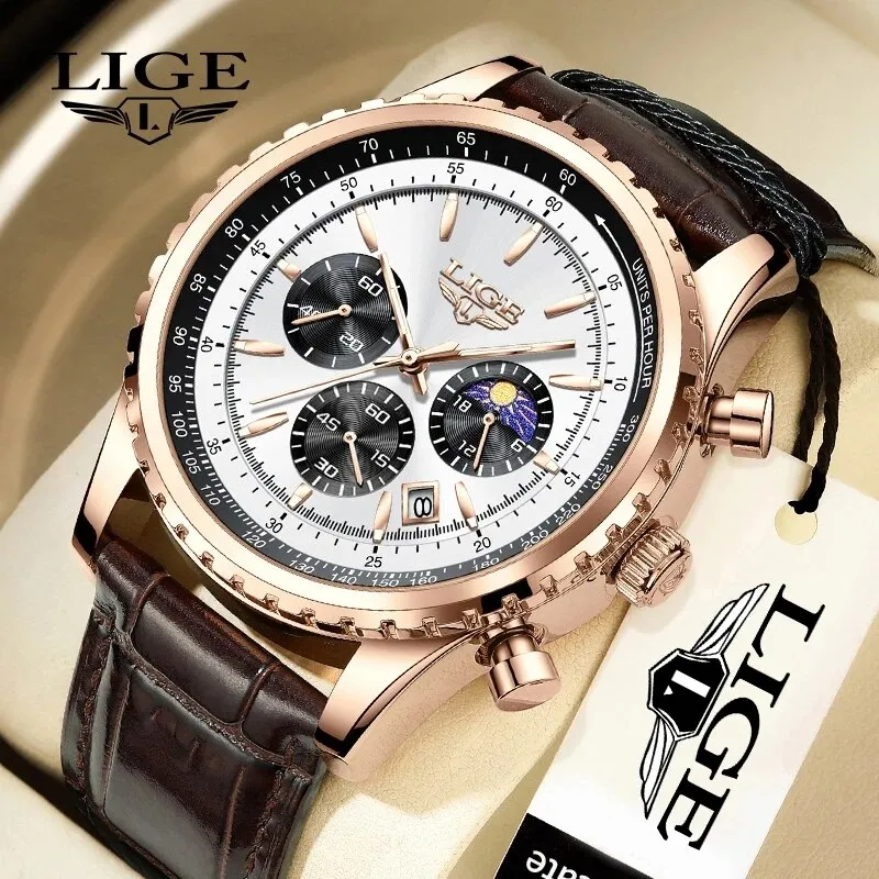 Herren Armbanduhr Silber Gold Edelstahl Fashion Quarz Uhr Chronograph Business