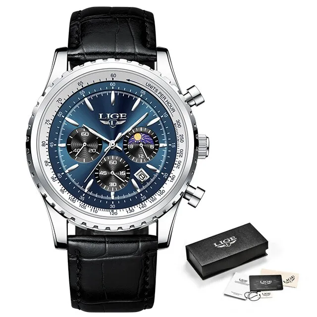 Herren Armbanduhr Silber Gold Edelstahl Fashion Quarz Uhr Chronograph Business