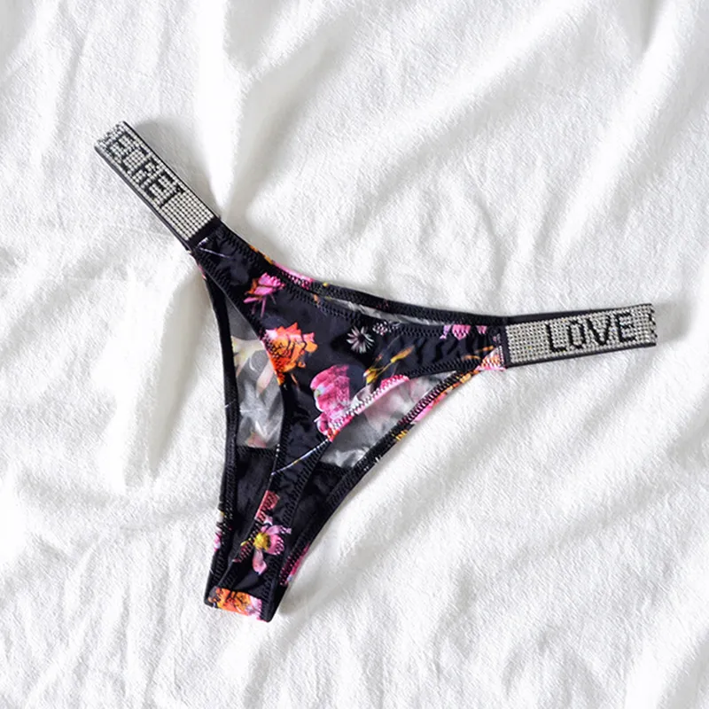 Frauen Tanga String Höschen Sexy Strass Schlüpfer Slip Dessous Unterwäsche