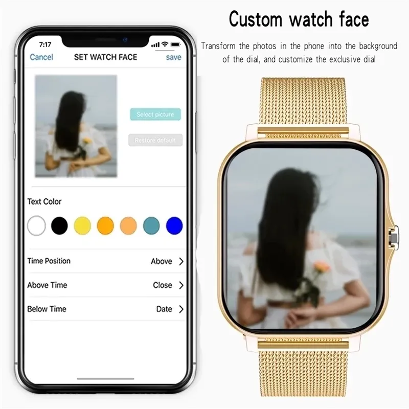 Frauen Smart Watch Männer Farbdisplay Full Touch Fitness Tracker Bluetooth Damen