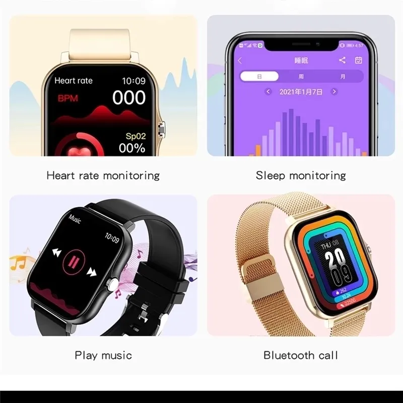 Frauen Smart Watch Männer Farbdisplay Full Touch Fitness Tracker Bluetooth Damen