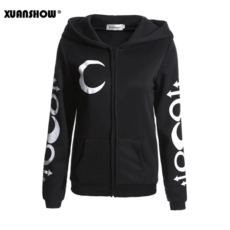 Gothic Kapuzenpullover Sweatjacke Zip Hoodie Sweatshirt Pullover Pulli Damen