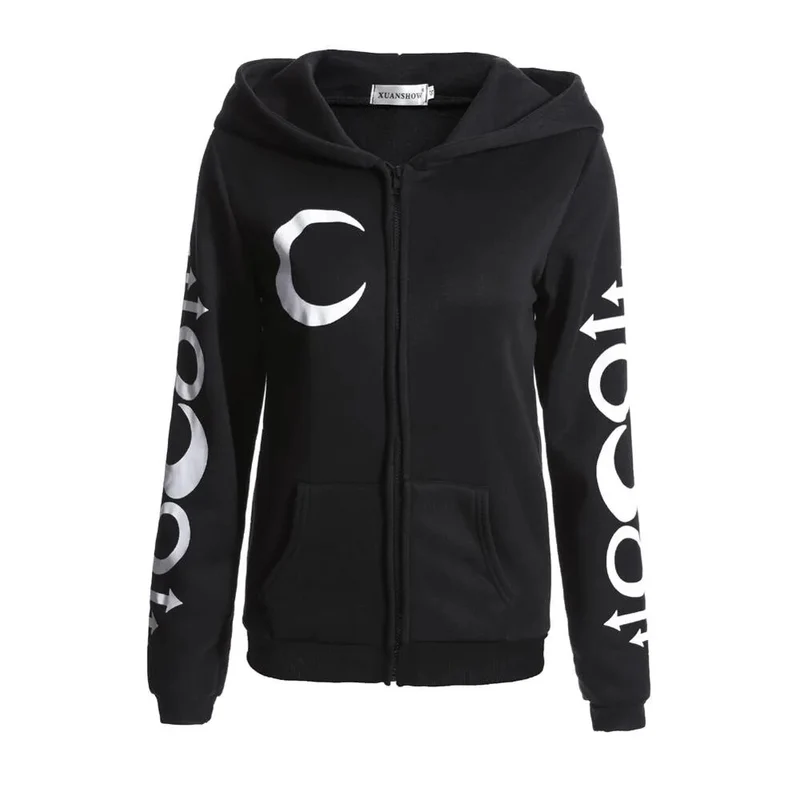 Gothic Kapuzenpullover Sweatjacke Zip Hoodie Sweatshirt Pullover Pulli Damen