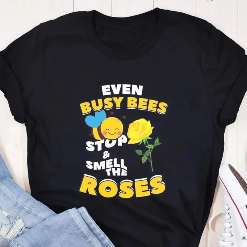 Damen Sommer Top Sonnenblume T-Shirt Rundhals Streetwear lockeres Damentop