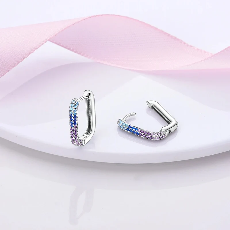 1 Paar Creolen aus 925 sterling Silber Ohrringe Ohrschmuck Zirkonia Ohrstecker