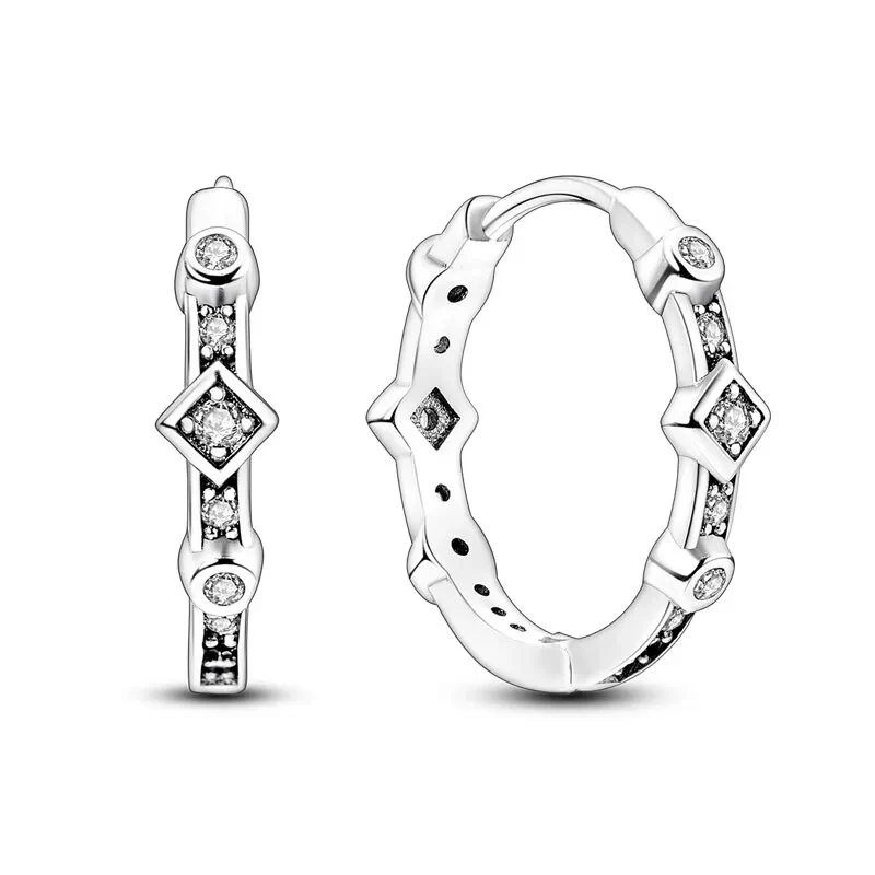 1 Paar Creolen aus 925 sterling Silber Ohrringe Ohrschmuck Zirkonia Ohrstecker