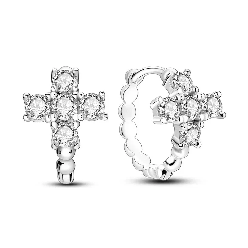 1 Paar Creolen aus 925 sterling Silber Ohrringe Ohrschmuck Zirkonia Ohrstecker