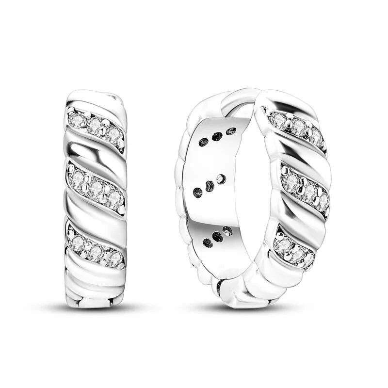 1 Paar Creolen aus 925 sterling Silber Ohrringe Ohrschmuck Zirkonia Ohrstecker