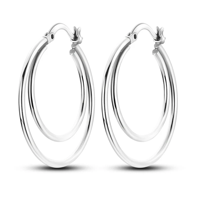 1 Paar Creolen aus 925 sterling Silber Ohrringe Ohrschmuck Zirkonia Ohrstecker