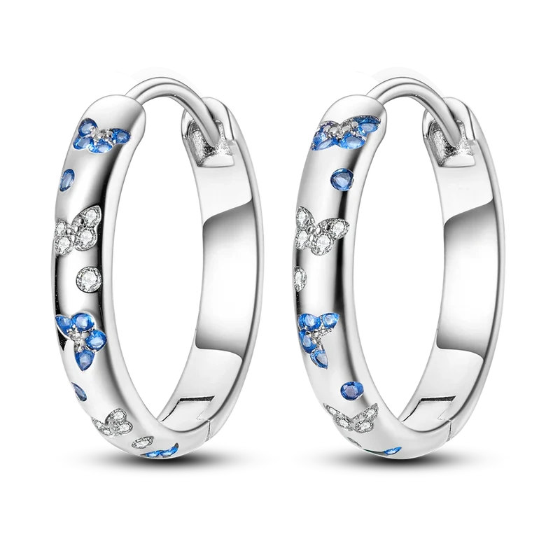 1 Paar Creolen aus 925 sterling Silber Ohrringe Ohrschmuck Zirkonia Ohrstecker