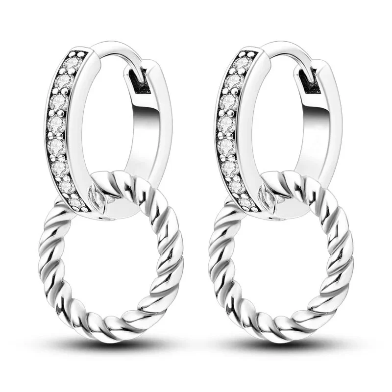 1 Paar Creolen aus 925 sterling Silber Ohrringe Ohrschmuck Zirkonia Ohrstecker