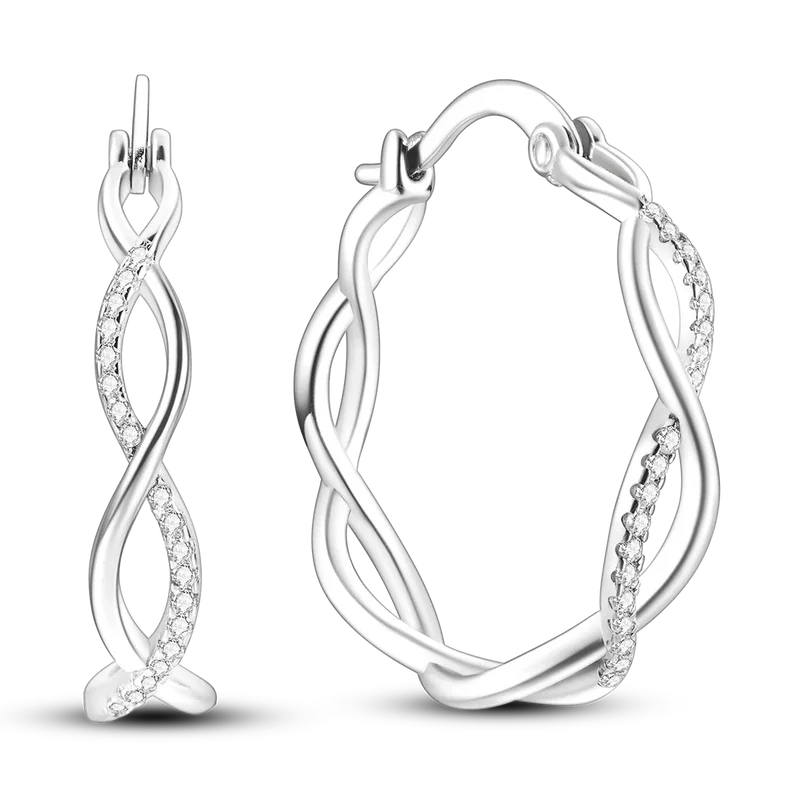 1 Paar Creolen aus 925 sterling Silber Ohrringe Ohrschmuck Zirkonia Ohrstecker