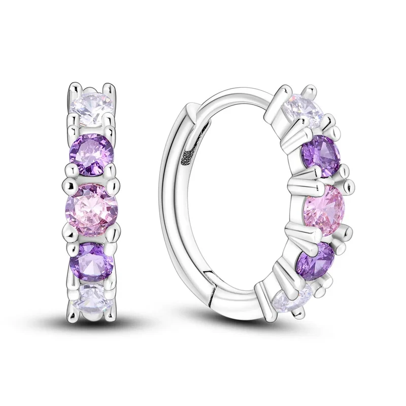 1 Paar Creolen aus 925 sterling Silber Ohrringe Ohrschmuck Zirkonia Ohrstecker