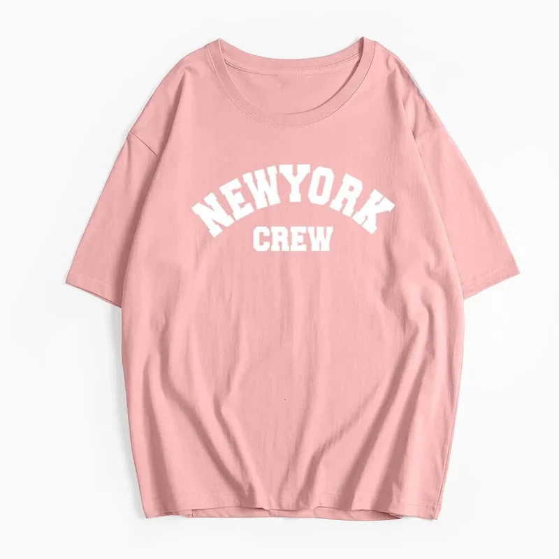 Damen Sommer Top New York Hipster T-Shirt Rundhals Streetwear lockeres Damentop