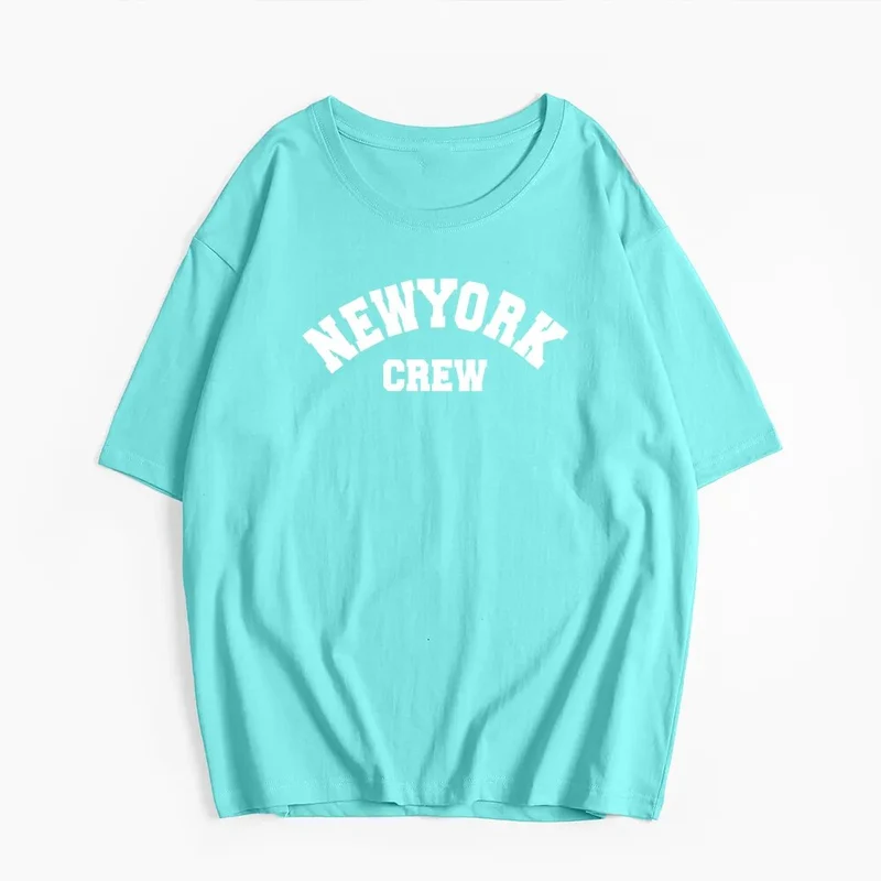 Damen Sommer Top New York Hipster T-Shirt Rundhals Streetwear lockeres Damentop