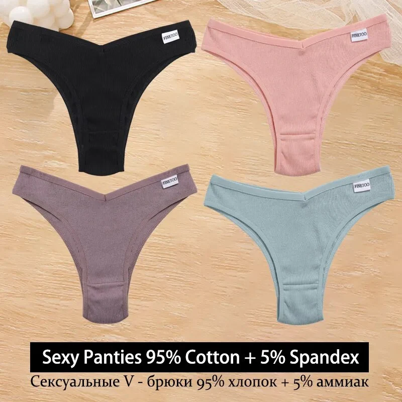 4Stk Frauen Baumwolle Tanga Höschen Sexy Schlüpfer Slip Dessous Unterwäsche