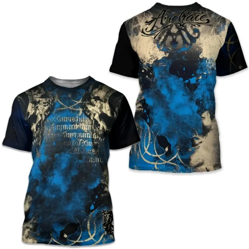 Herren Fashion Vintage 3D T-Shirt Rundhals Unisex Sommer Streetwear