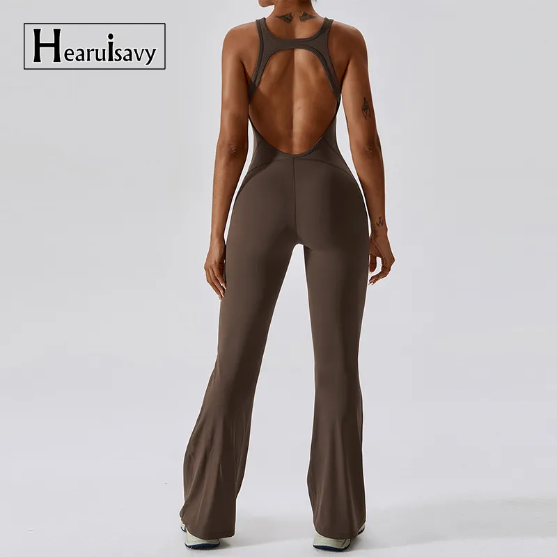 Damen Overall Sport Yoga Hose Sexy Rückenfrei Fitness Anzug Einteiler Sportswear