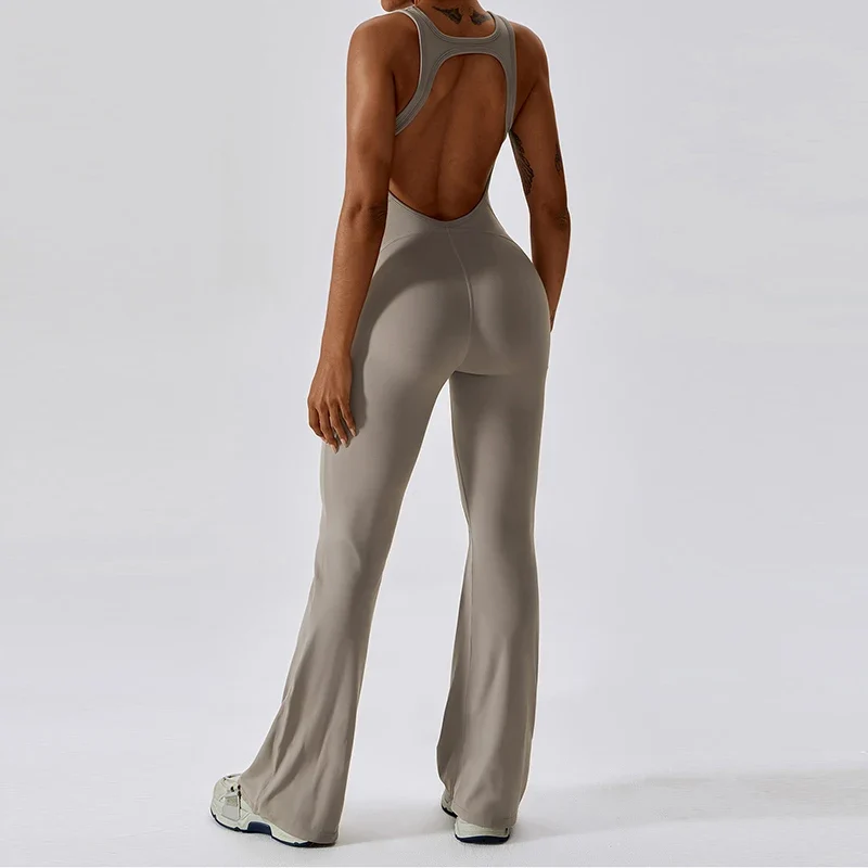 Damen Overall Sport Yoga Hose Sexy Rückenfrei Fitness Anzug Einteiler Sportswear