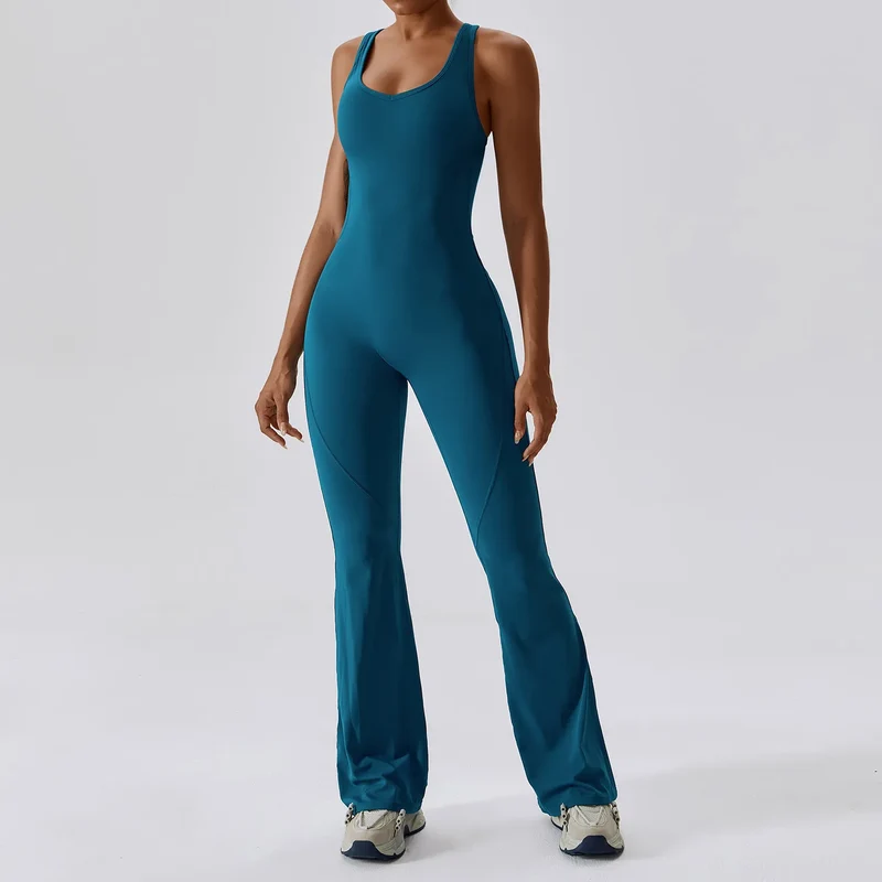 Damen Overall Sport Yoga Hose Sexy Rückenfrei Fitness Anzug Einteiler Sportswear
