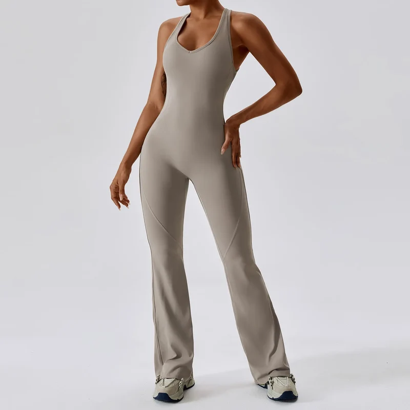 Damen Overall Sport Yoga Hose Sexy Rückenfrei Fitness Anzug Einteiler Sportswear