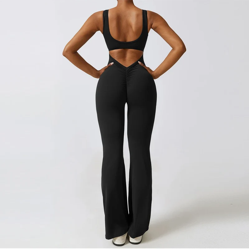 Damen Overall Sport Yoga Hose Sexy Rückenfrei Fitness Anzug Einteiler Sportswear