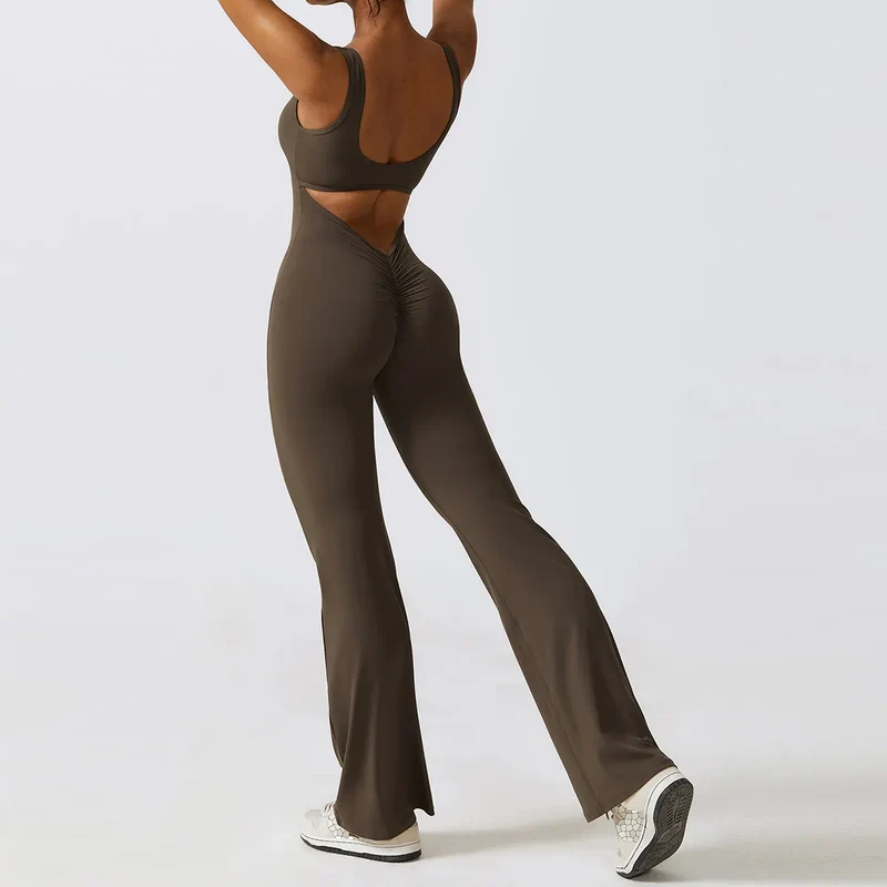 Damen Overall Sport Yoga Hose Sexy Rückenfrei Fitness Anzug Einteiler Sportswear