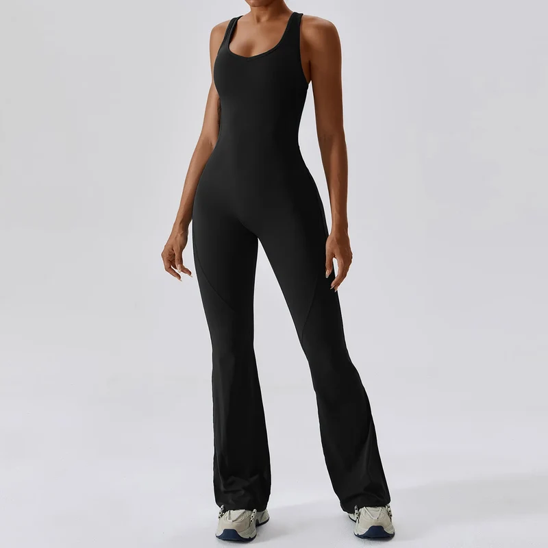 Damen Overall Sport Yoga Hose Sexy Rückenfrei Fitness Anzug Einteiler Sportswear