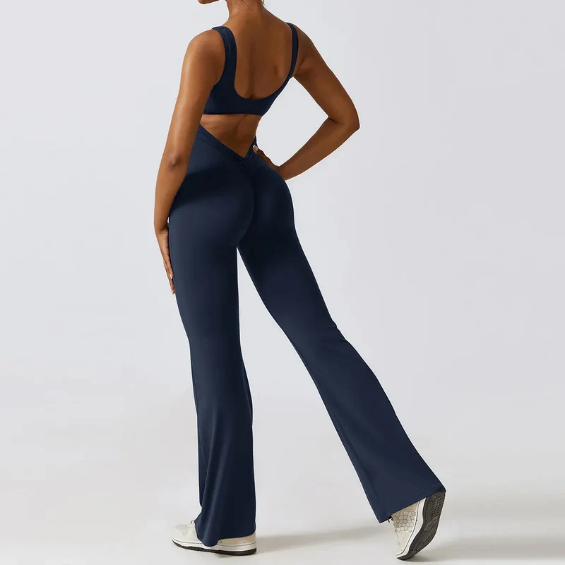 Damen Overall Sport Yoga Hose Sexy Rückenfrei Fitness Anzug Einteiler Sportswear