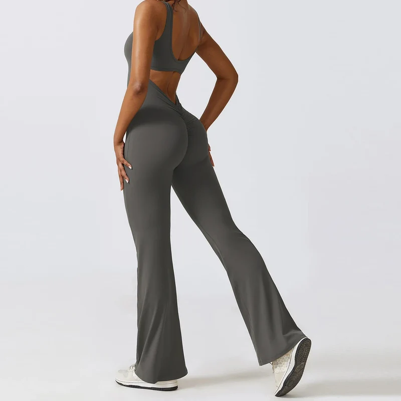 Damen Overall Sport Yoga Hose Sexy Rückenfrei Fitness Anzug Einteiler Sportswear