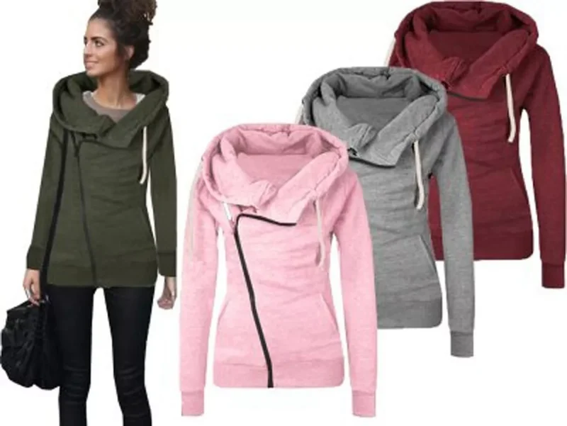 Damen Pullover Kapuzenpullover Sweatjacke Sweatshirt Hoodie Jacke Pulli Kapuze