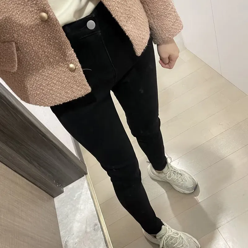 Frauen Winter Warm Thermo Jeans Hose Innenfleece Stretch Hosen Leggins Denim