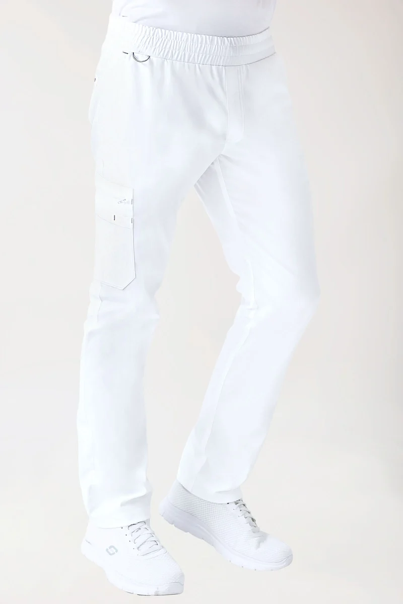 CLINIC STRETCH Hose Herren - gerader Saum weiß/grau